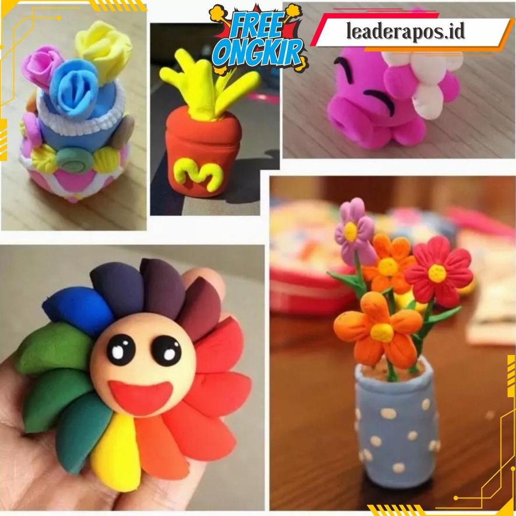 Air Dry Magic Jumping Clay 12 Pcs Free 3 Tools Super Soft Light Polymer Polimer Diy Mainan Bahan Wax