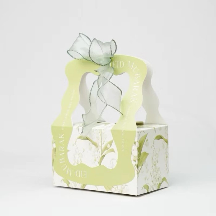 

Terbatas box hampers eid mubarak kemasan kue kering motif bunga hijau dus snack idul fitri Lebaran!