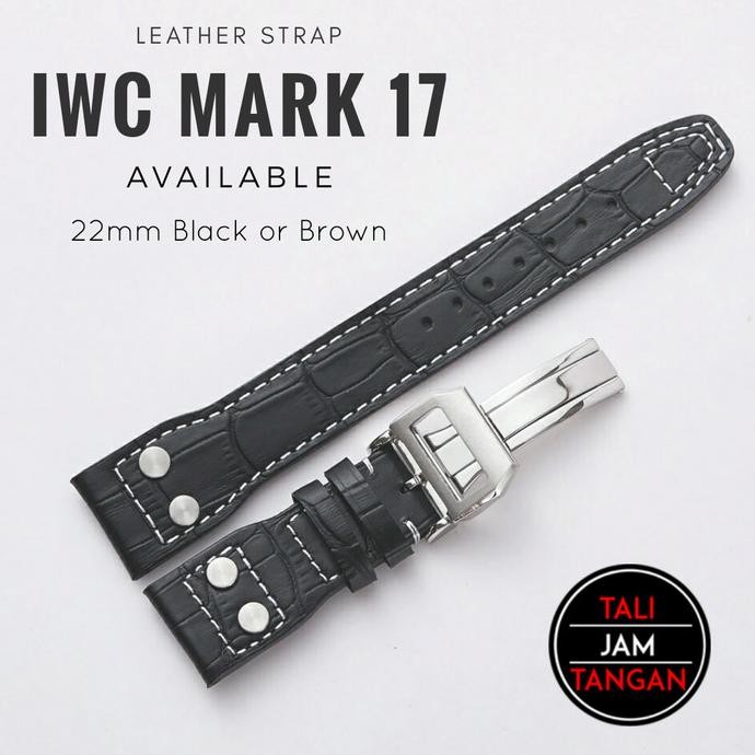 22mm IWC Mark 17 Leather Strap Tali Jam Tangan Kulit Asli IWC Terlaris
