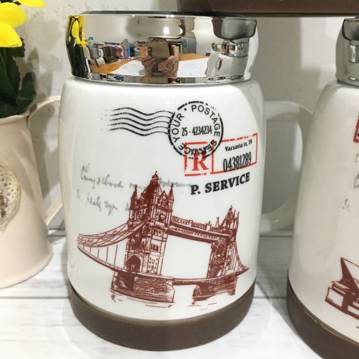 TERBARU MUG KERAMIK TUTUP PUTAR ROME PARIS LONDON SYDNEY ICON NEGARA