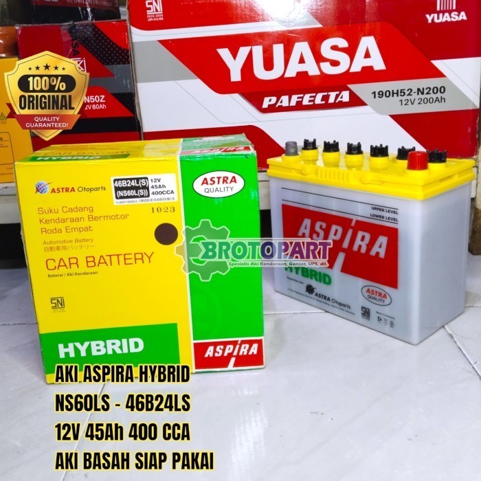 Aki Mobil Toyota Yaris, New Vios, Limo, Etios Accu Aspira Hybrid Ns60Ls 45Ah