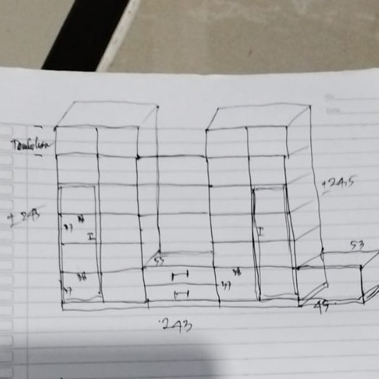 CUSTOM LEMARI BUKU/LEMARI PAJANGAN/LEMARI TV. ALUNIUM. UKURAN P 243X L 45X T -/+245CM. NAIK LANTAI
