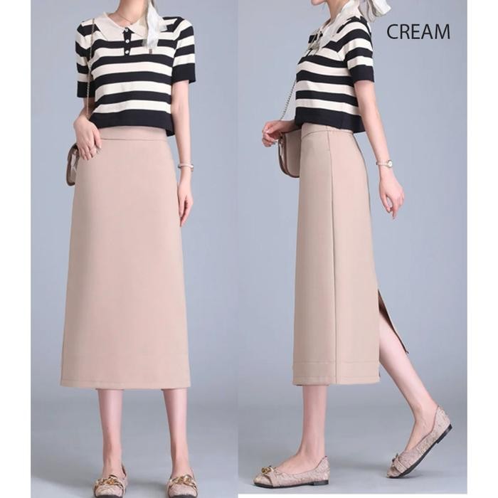 BERAGAM ROK SPAN MIDI KANTOR WANITA FORMAL PANJANG CASUAL BASIC DSK510