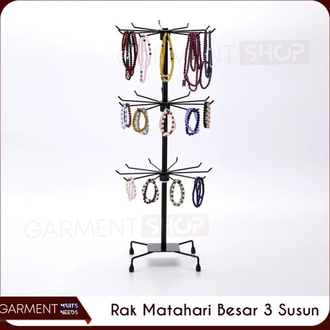 Murah Rmimp3 - Gantungan Aksesoris Rak Display Putar Matahari 3 Susun Besi