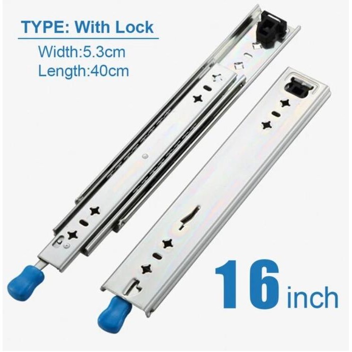 Grosir Heavy Duty Drawer Slide With Lock  Rel Laci Kunci 40 60 90 100Cm 125Kg