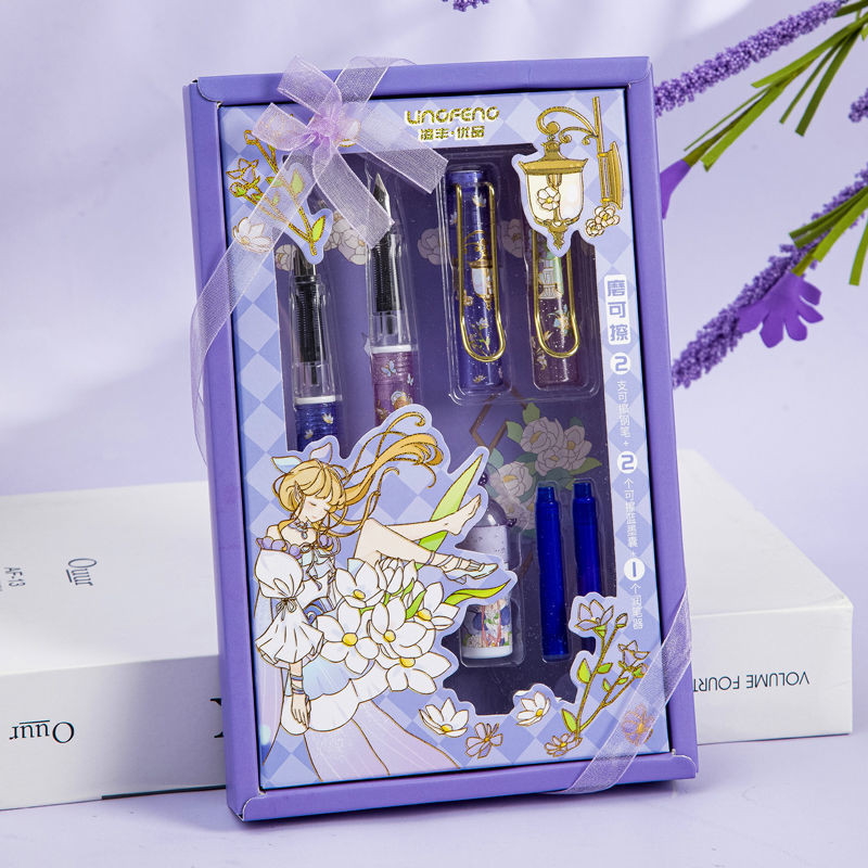 

Refillable Erasable Fountain Pen with Replaceable Ink Cartridges Magic Eraser for Students