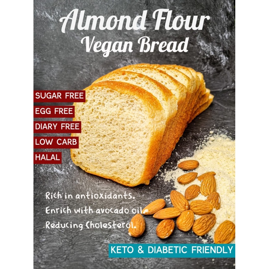 

VEGAN BREAD (ROTI TAWAR TEPUNG ALMOND) - SUGAR FREE, DAIRY FREE, KETO
