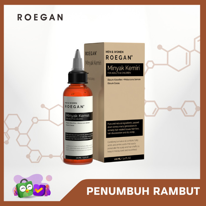 ROEGAN Minyak Kemiri - Penumbuh Rambut Penghitam Uban Alami - Basic