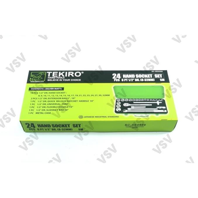 Tekiro Kunci Sok Set 24Pc 6Pt 8-32Mm 1/2"Dr Box Besi Sock Set 24Pc T Original Dan Terpercaya