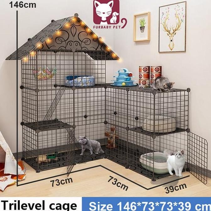 1 Set Kandang Kucing Besar Pagar Kucing Pembatas Tingkat Kandang Hewan peliharaan kandang  kucing ka