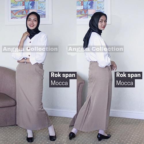 Promo Rok Span/Rok Kerja Wanita/Rok Formal Warna Moca Khaki Putih Silver Ungu Tua Cream Merah