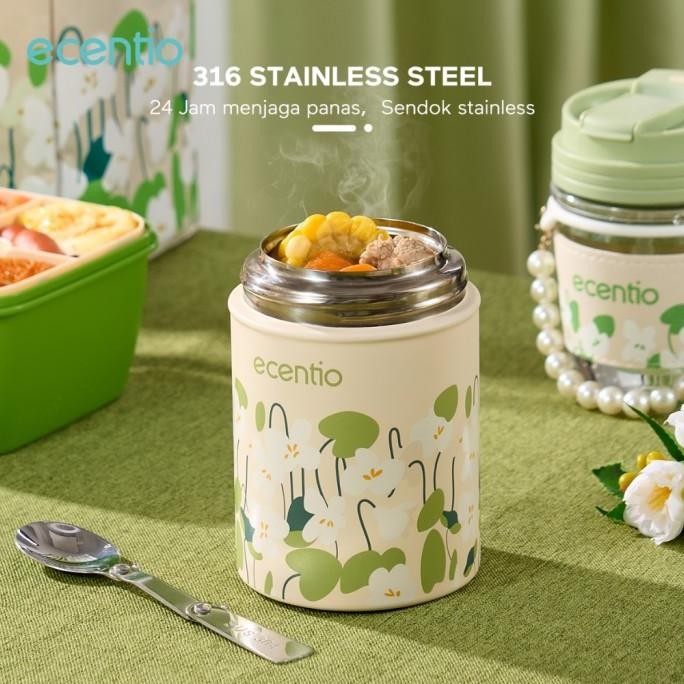 Ecentio Tempat Makan Tas Bekal Food Jar Termos Nasi Tumer Gelas