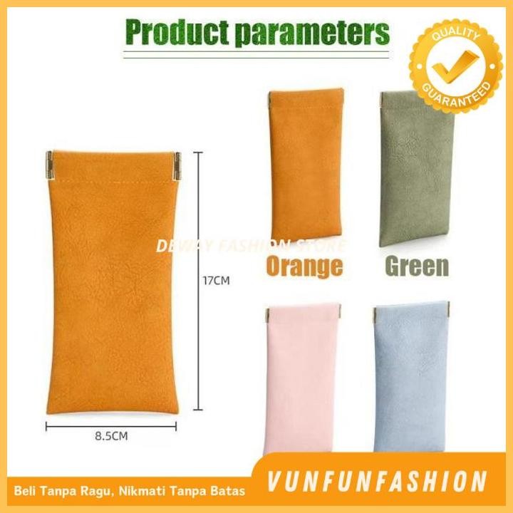 KANTONG KACAMATA SERBAGUNA MAGNET DENGAN KAIN LEMBUT DAN MOTIF KULIT SINTETIS: TAS POUCH ANTI AIR MO