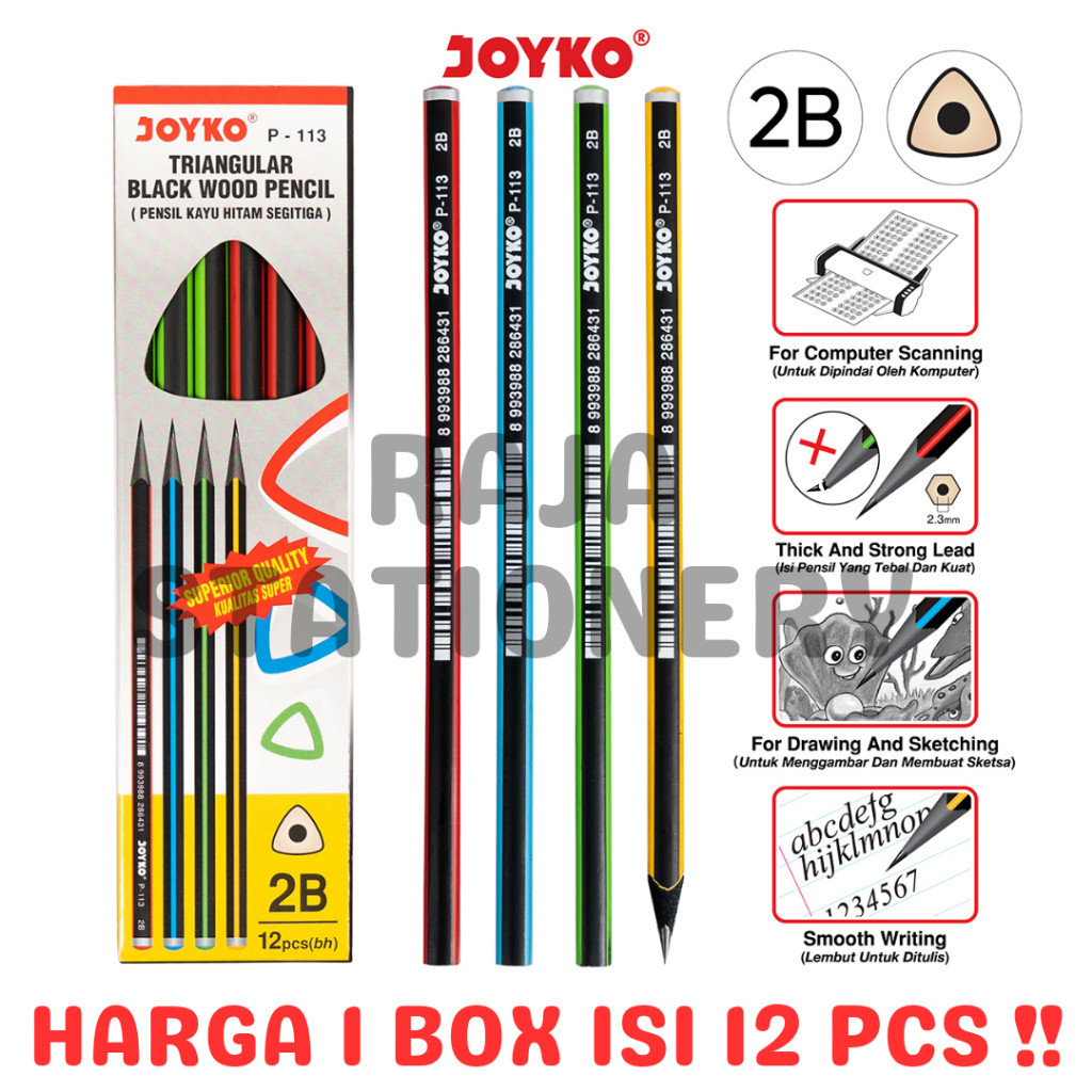 

JOYKO PENCIL PENSIL KAYU JOYKO 2B HITAM SEGITIGA P-113 [12PCS] RAJA BIG BOX