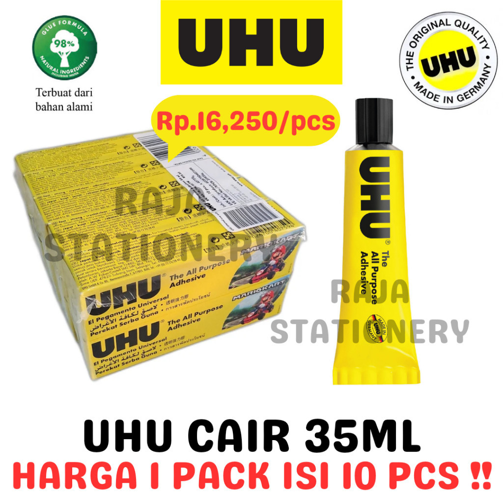 

UHU ALL PURPOSE TRANSPARENT GLUE 35ML LEM UHU CAIR SERBAGUNA PACK [10PCS] RAJA BIG BOX