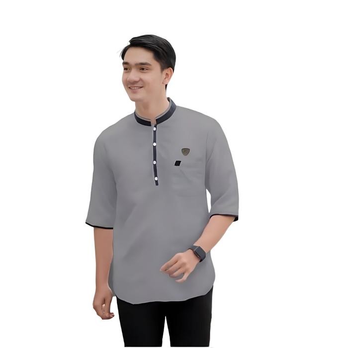 KEMEJA KOKO KEMKO PRIA COWOK DEWASA KURTA AGAM LENGAN 3/4 SANTRI MUSLIM LEBARAN BRANDED ORI ORIGINAL