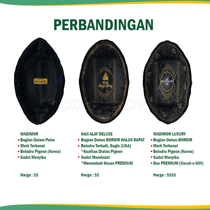 Songkok Premium HAJI ALAY DELUXE AC Tinggi 8, 9, 10 Peci Kopiah Mewah