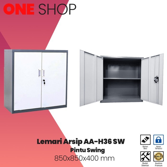 

LEMARI ARSIP BESI 2 PINTU BUKA SWING PENDEKLEMARI KANTOR DOKUMEN FILE