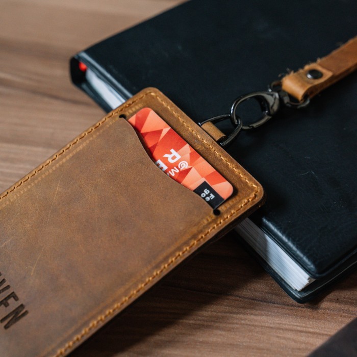 

LANYARD ID CARD KULIT ASLI GANTUNGAN ID CARD HOLDER