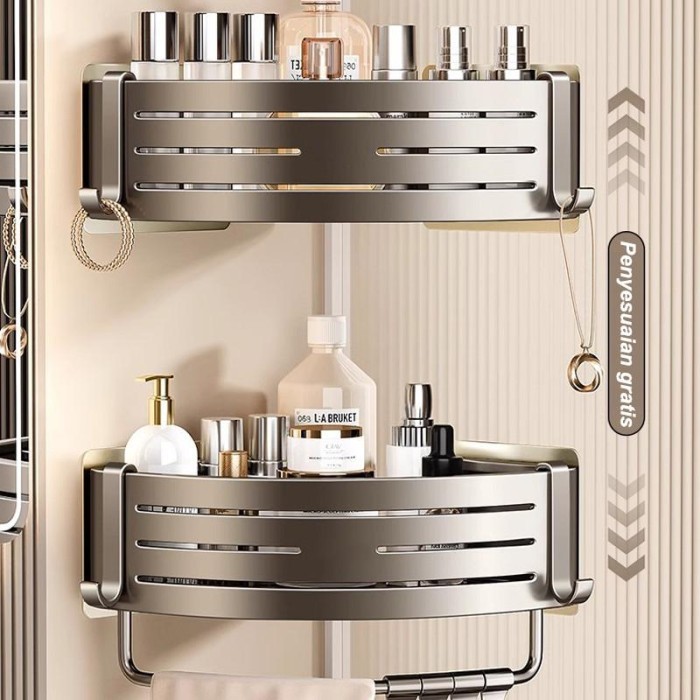 

3 LAPISAN RAK SUDUT SERBAGUNA SPACE ALUMINUM RACK MULTIFUNCTION RAK KAMAR MANDI SUDUT SERBAGUNA