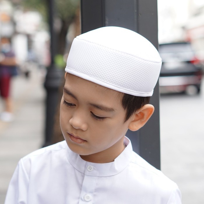 Peci Hitam Putih Anak Dewasa Polos, Peci Haji Putih Original Iguls