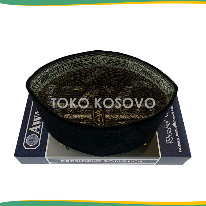 Peci Songkok Kopiah Susun AWANG AC Hitam Polos