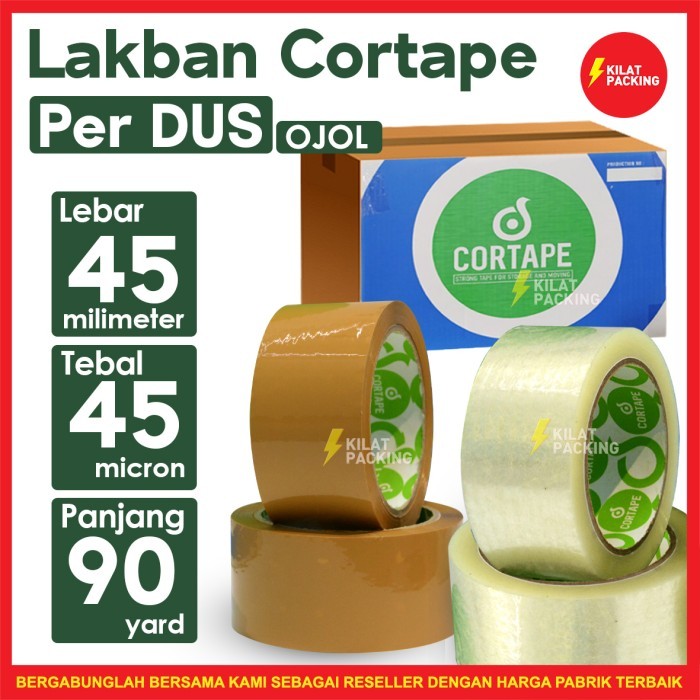 

LAKBAN 45MM X 90YARD CORTAPE PLAKBAN ISOLASI OJOL TERMURAH /DUS