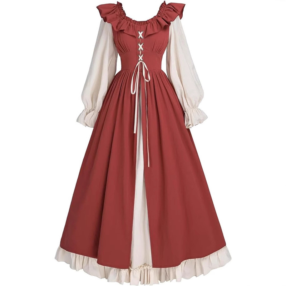 Medieval Renaissance Fairy Long Sleeve Dress Irish Renaissance Dress Women's Dress