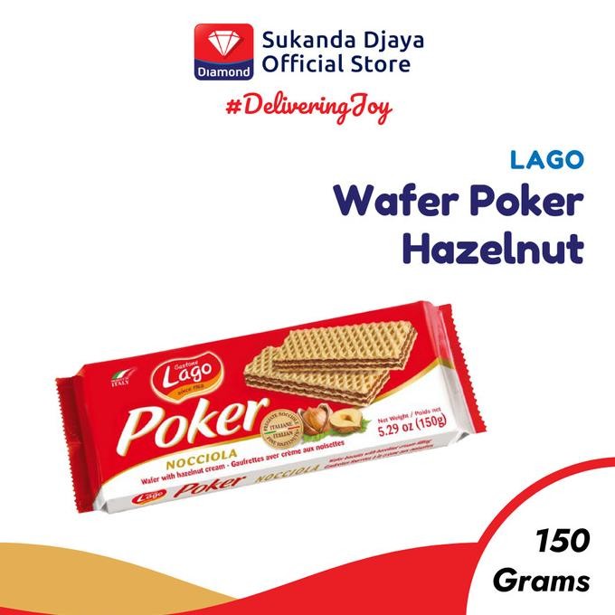 

New Sale Lago Wafer Poker Hazelnut 150 G Stok Terbatas