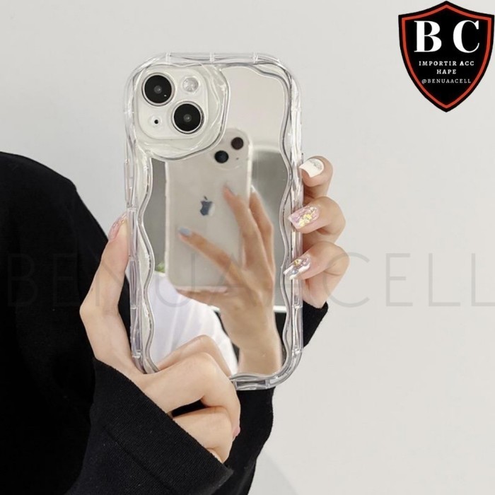 TERPERCAYA SOFT CASE CURLY WAVY MIRROR CERMIN CASING HP FOR REALME 9i REALME 5 5i 5S REALME 2 PRO