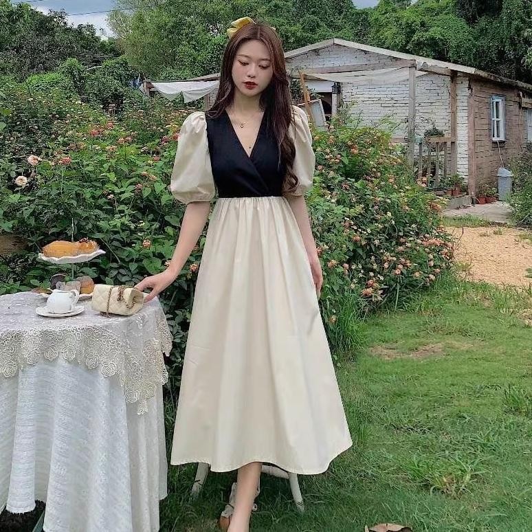 Dress Wanita Terbaru 2023-Dress Selutut Korean Style-Dress Murah Wanita-Dress Selutut-Dress Pendek-D