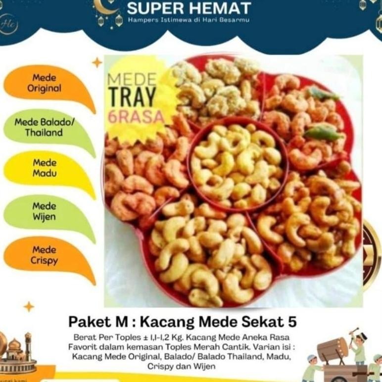 

kareemid parcel paket lebaran kacang mede super grade a 6rasa toples 6sekat. ready stok siap kirim parsel lebaran