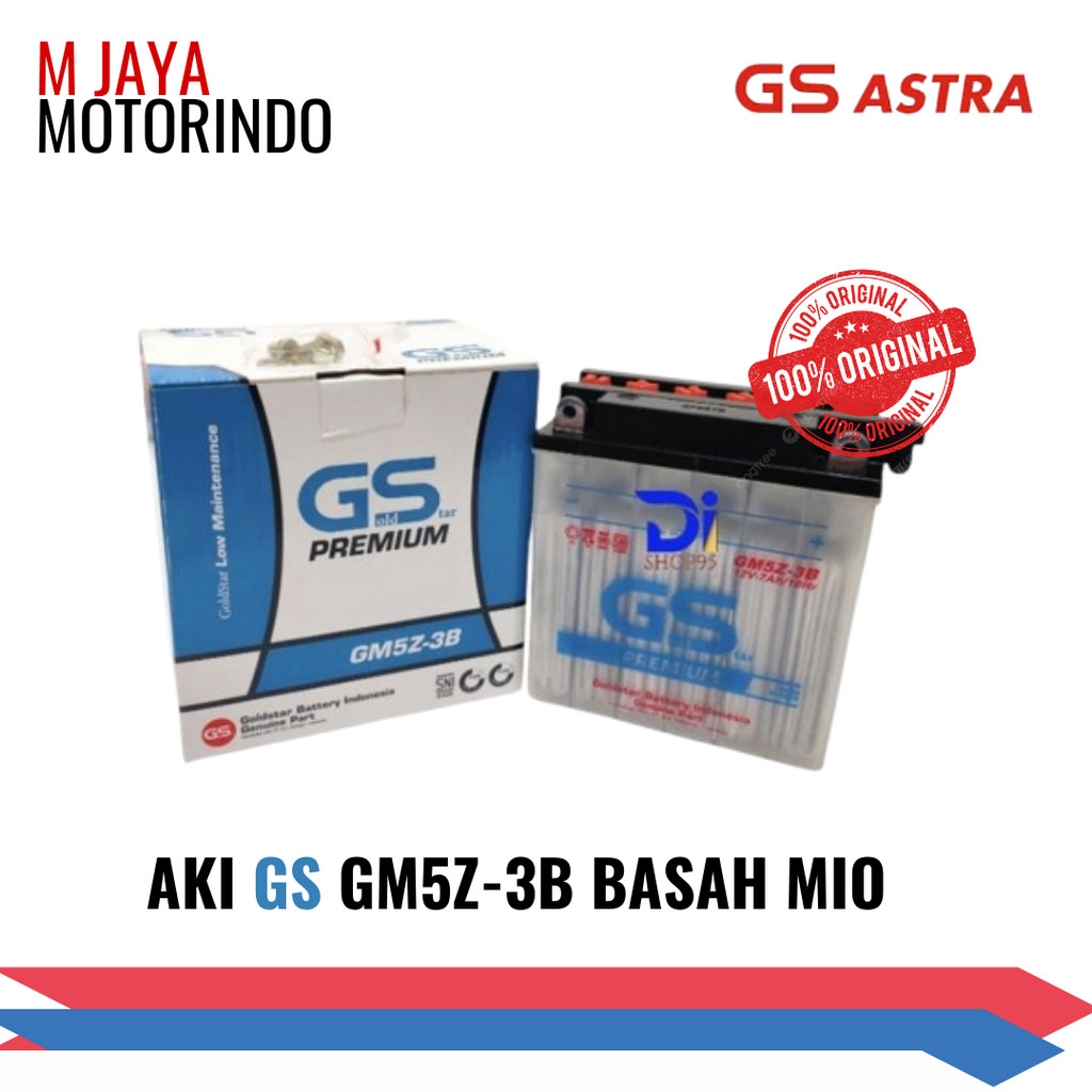 Accu/Aki Motor Basah GS Astra GM5Z-3B untuk Mio Sporty, Jupiter 2007, Supra Fit 2007, Vega, Mega Pro
