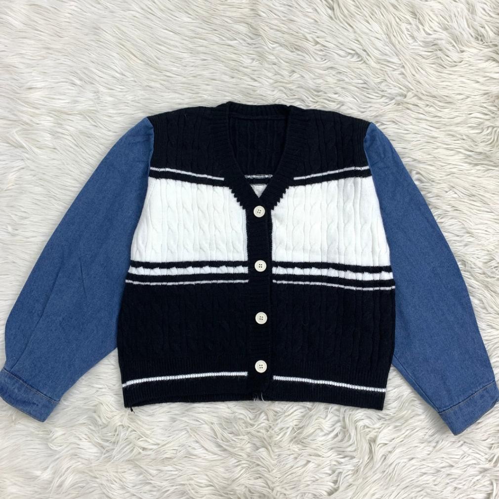 Berynette 0276 Sweetheart Top Denim Stripes Croptop Jaket Hoodie