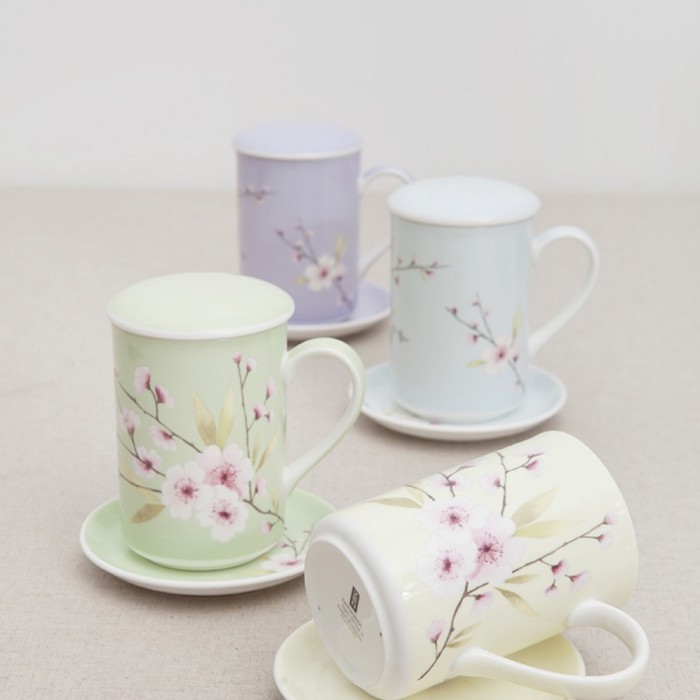 TERLARIS! Saint James Blossom Mug 11oz with cover and saucer St James Ceramic