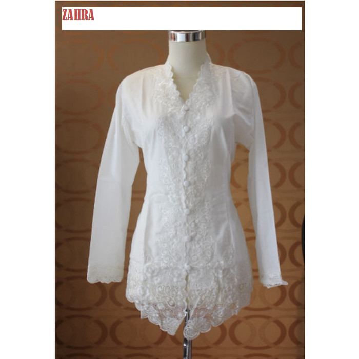 Atasan Kebaya Encim Bahan Katun Ukuran Jumbo Warna Putih