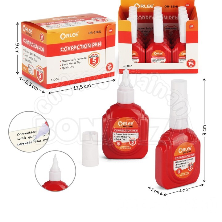 

[Bonanza] [GROSIR 12 Pcs] Stipo Cair 15 ml Orlee Correction Pen Peralatan ATK