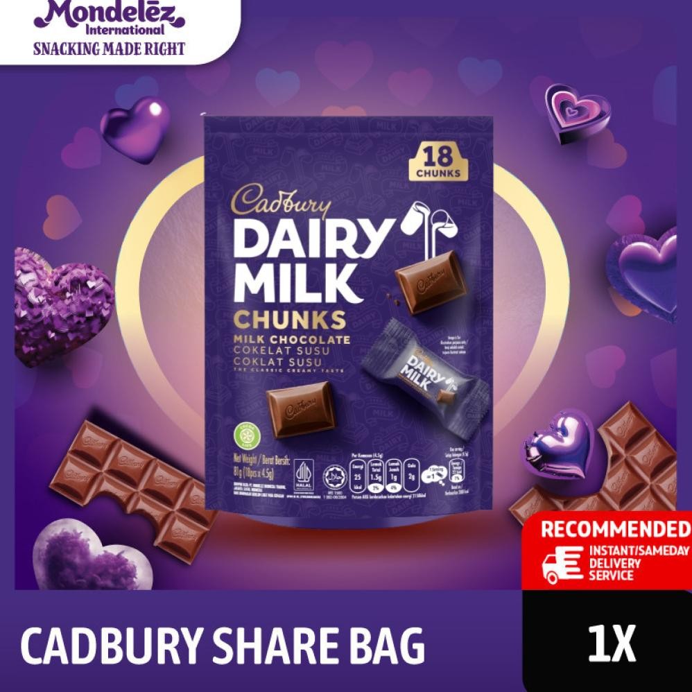 

dh-68 Cadbury Dairy Milk Cokelat Sharebag Isi 18 Termurah