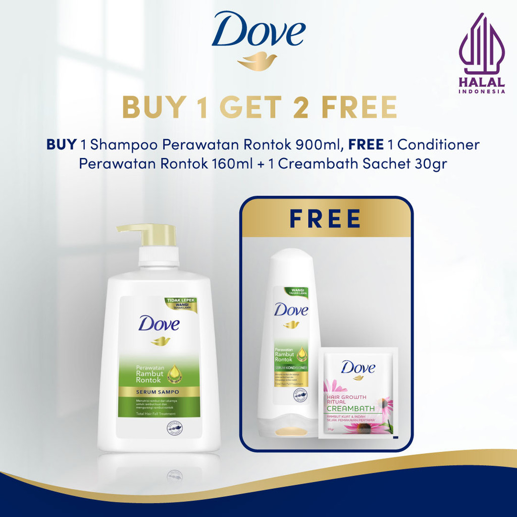 Buy Dove Shampoo Perawatan Rontok 900ml Free Dove Conditioner Perawatan Rontok 160ml + Creambath Sac