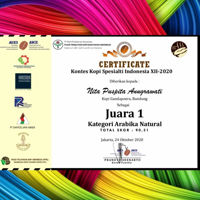 

Sale Terbatas 1St Winner Kksi 2020 ;Score 90.51 -Palintang Agua Fresca -(Natural) Aman