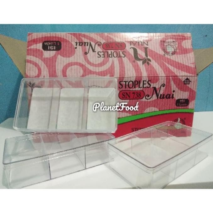 Toples Kue Nuai 738 Sekat 3 Wadah Cookies Box 12 Pcs Plastik