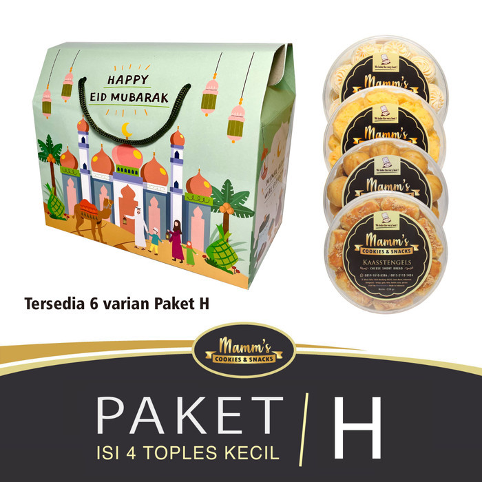 

Paket H Hampers Lebaran 4 Toples 250gr Parcel Kue Kering Cookies Kuker