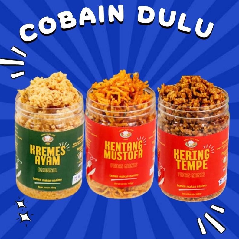 

ed-76 PAKET COBAIN DULU Kremes Ayam Original 180gr/ Kentang Mustofa Pedas Manis 180gr/Kering Orek Tempe Pedas Manis 250gr Putri Sami Asih Food Termurah