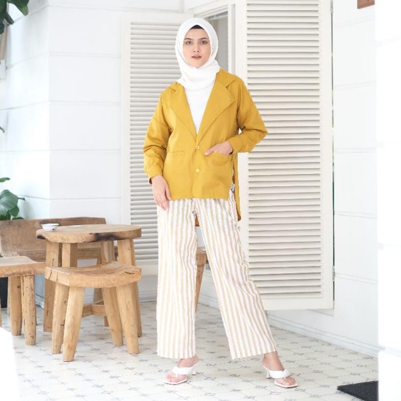 Setelan Outer Blazer Kemeja Celana Kulot Wanita Korean Basic By Rno