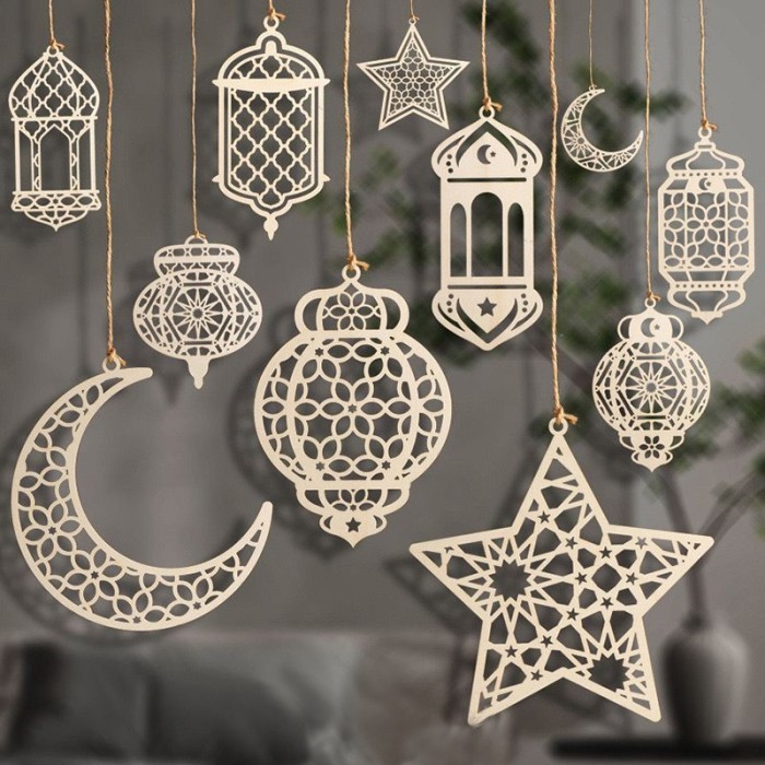 

gantungan dekorasi / aksesoris tema ramadhan idulfitri bahan kayu mdf untuk hampers