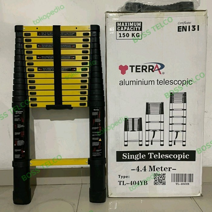 Tangga Teleskopik aluminium 4.4 Meter Single Yellow Black