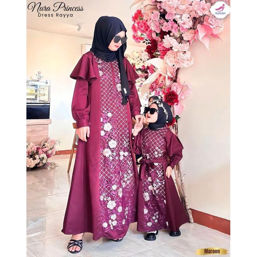 New Zalira Kids - Gamis Couple Lebaran 2025 Dress Nura | Baju Gamis Couple Ibu Dan Anak Perempuan / 