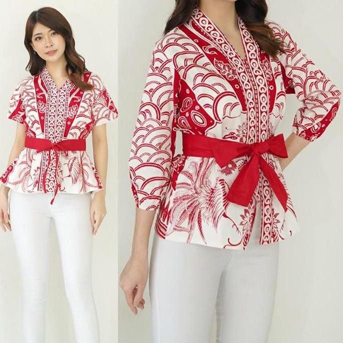 New Sale Girly Sasa Short Long Blouse Batik Modern Baju Atasan Seragam Batik Couple Keluarga Sarimbi