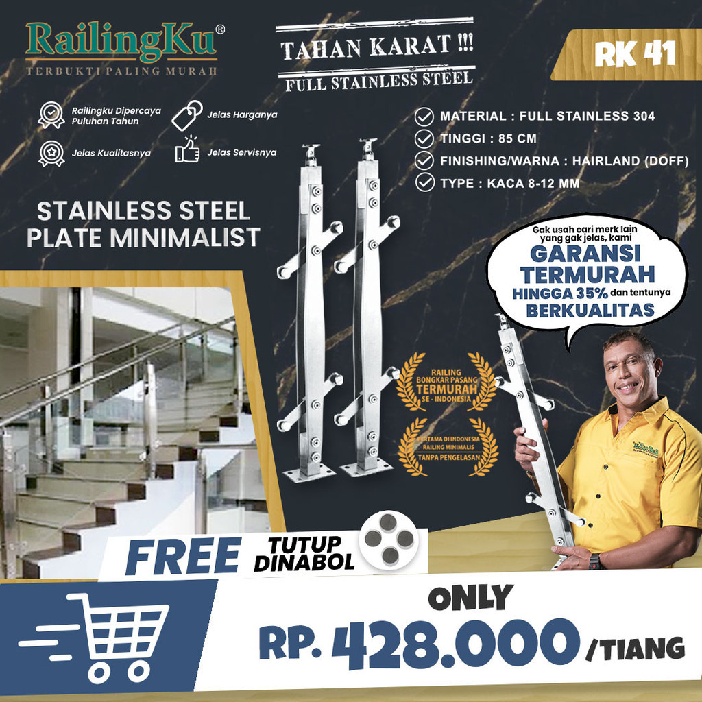 NEW RAILING : Railing tangga stainless railing tangga minimalis tiang RK 41