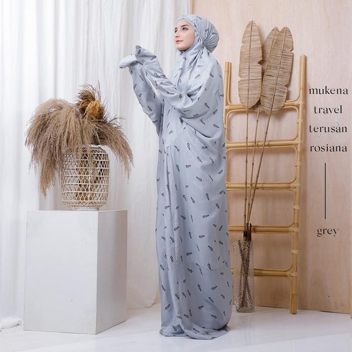 MUKENA TRAVEL TERUSAN RAYON BALI DEWASA MOTIF ROSIANA MUKENA POCONG MUKENA LAJURAN TRAVELING CEMARA